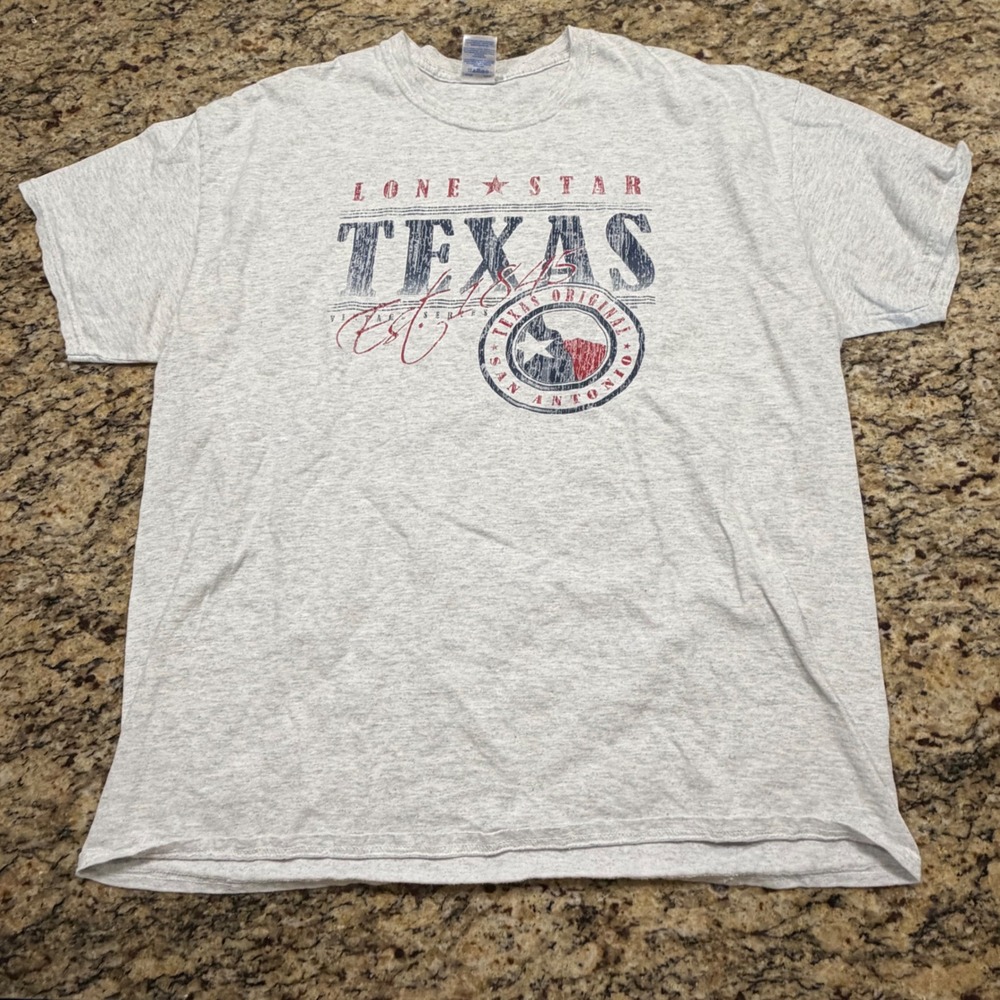 Gildan Lone Star Texas Original San Antonio T-Shirt Mens XL Grey Heather Graphic